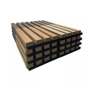 Decorative Slat Wooden Wall Panels With Acoustic PET Sound Proofing Panel